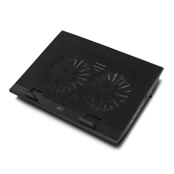 Охладител за лаптоп ACT, До 17", С два вентилатора, USB хъб, Черен 1
