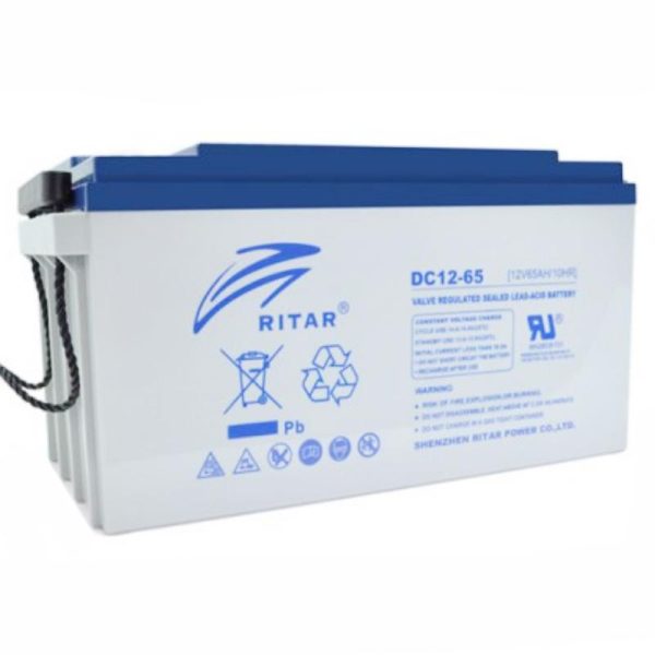 Оловна AGM Deep cycle  батерия RITAR (DC12-65), 12V, 65Ah, 350 / 167 /182 mm  F5/M8 / F11/M6, За соларни системи 1