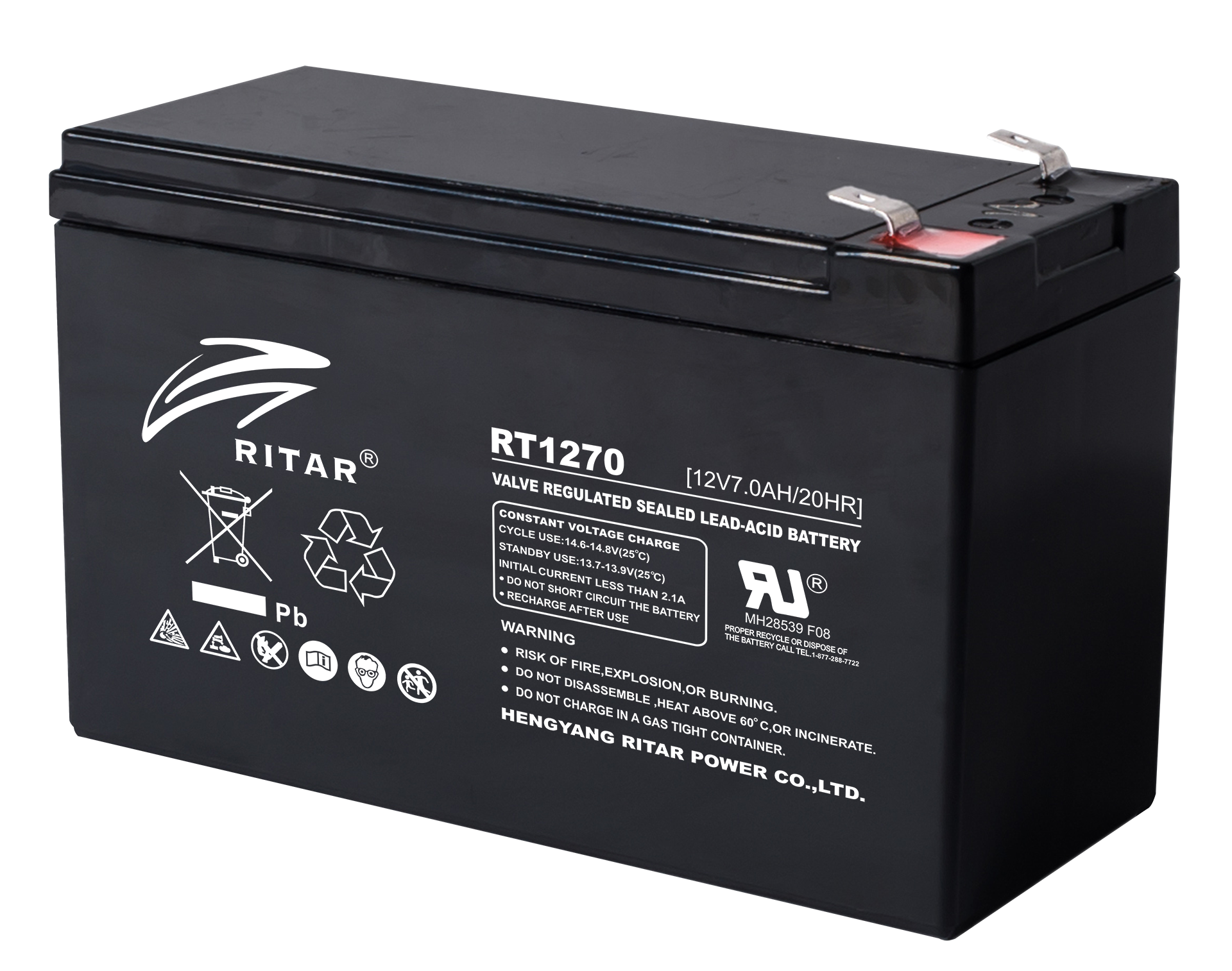 Оловна Батерия RITAR, (RT1270) AGM, 12V, 7Ah, 151/ 65/ 94 mm, Терминал2 1