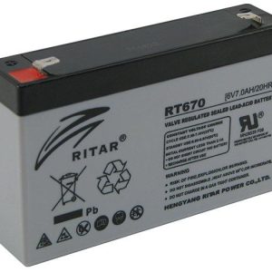 Оловна батерия RITAR, (RT670) AGM, 6V, 7Ah, 151 /34 /94 mm, Терминал1  1