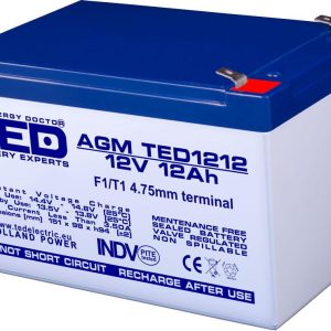 Оловна Батерия TED ELECTRIC, 12V, 12Ah, 152/ 98/ 96 mm, AGM 1