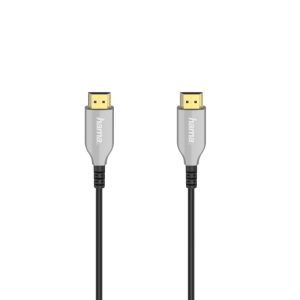 Оптичен активен кабел HAMA Optical, HDMI мъжко - HDMI мъжко, Ethernet, 4K, 10м, Позл.конектори, Черен 1