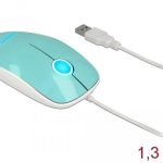 Оптична мишка DeLock, USB-A, Кабел 1.3 м, USB, 1200 dpi, Tюркоаз 1