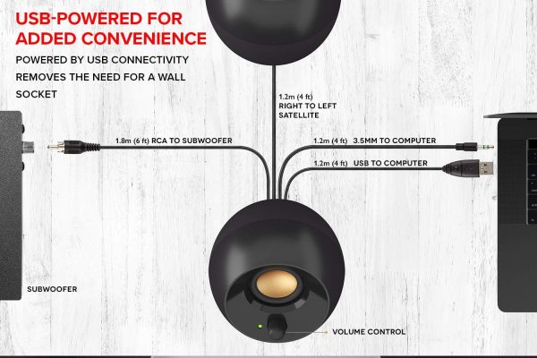 Озвучителна система Creative PEBBLE Plus 2.1, USB,8W 6