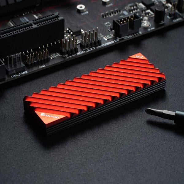 Пасивен охладител Jonsbo M.2 SSD, оребрен, Червен 7