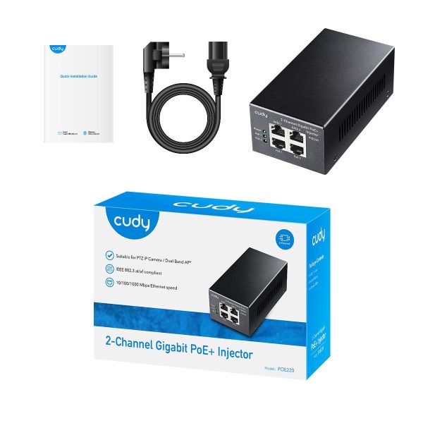 PoE инжектор Cudy POE220, Gigabit PoE+/PoE, 2 x 30W 5