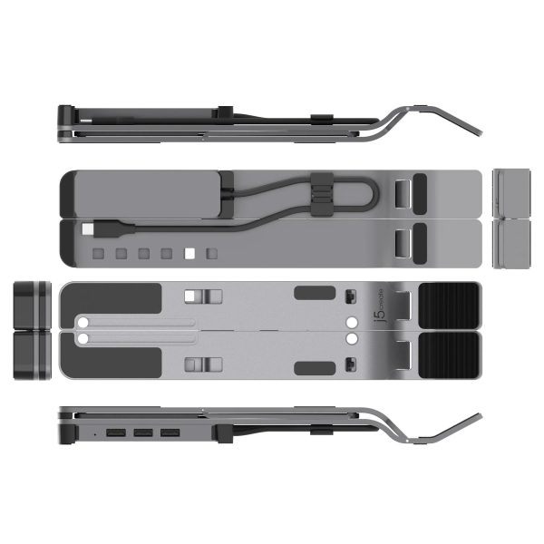 Поставка за лаптоп j5create JTS223, 4 портов USB-C хъб, Алуминиева 3