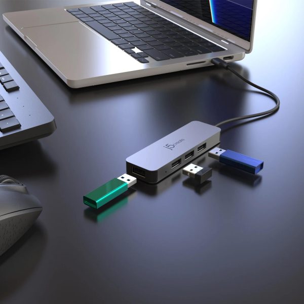 Поставка за лаптоп j5create JTS223, 4 портов USB-C хъб, Алуминиева 6