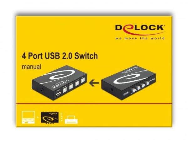 Превключвател Delock Ръчен, 4 x USB 2.0 порта, Черен 5