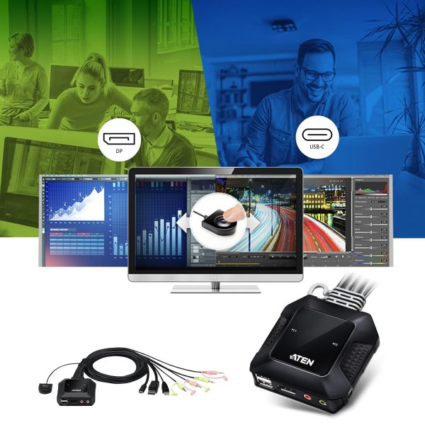 Превключвател KVM ATEN CS52DP, Дву портов USB-C DisplayPort 4