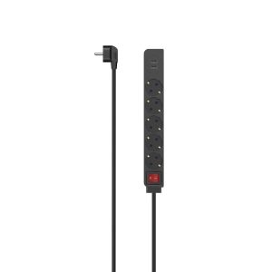 Разклонител HAMA, 5 гнезда, 2 x USB-A 17 W, 1.4 м, 223184 1