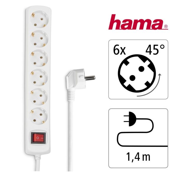 Разклонител HAMA, 6 гнезда, 30384 6
