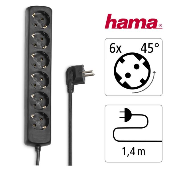Разклонител HAMA, 6 гнезда, 30393 4