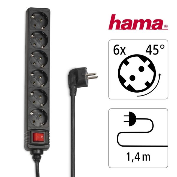 Разклонител HAMA, 6 гнезда, 30394 4