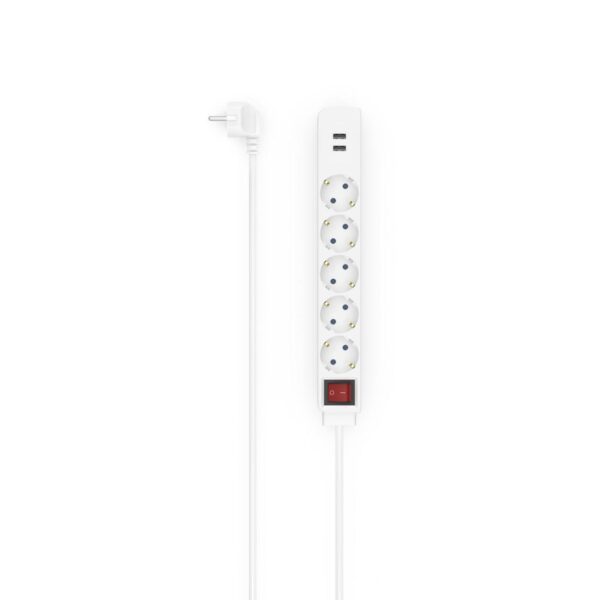 Разклонител HAMA USB 3.4A, 5 гнезда, 2x USB, 3400mA, 223183 1