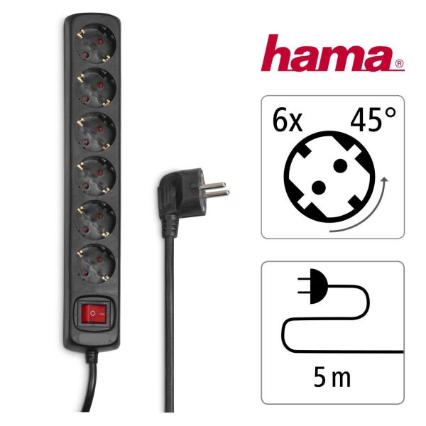 Разклонител със 6 гнезда HAMA, 5м, 137266 5