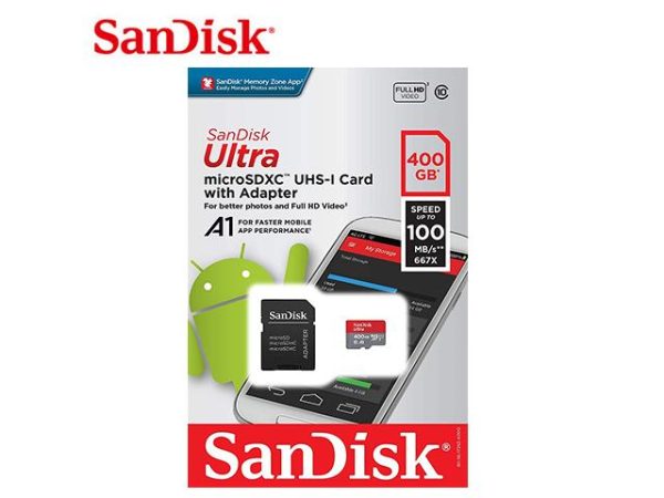 SanDisk Карта памет Ultra microSDXC,400GB + SD Adapter + 98MB/s Class 10 UHS-I A1 4
