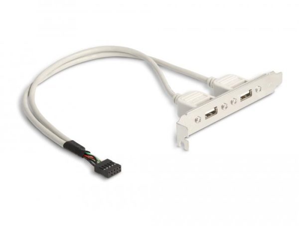 Скоба Delock, За монтаж в PC, USB 10 pin към 2 x USB 2.0 type A 1