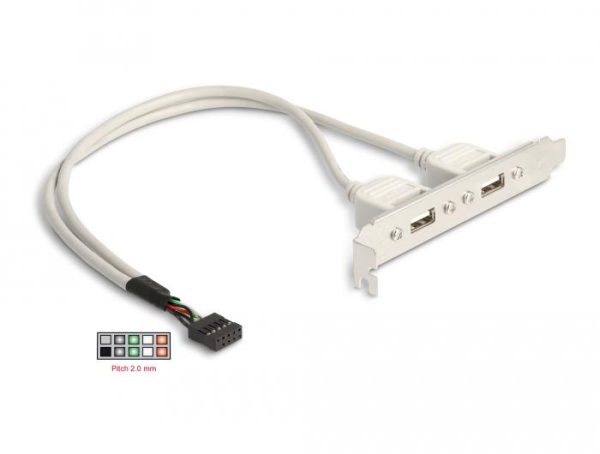 Скоба Delock, За монтаж в PC, USB 10 pin към 2 x USB 2.0 type A 2
