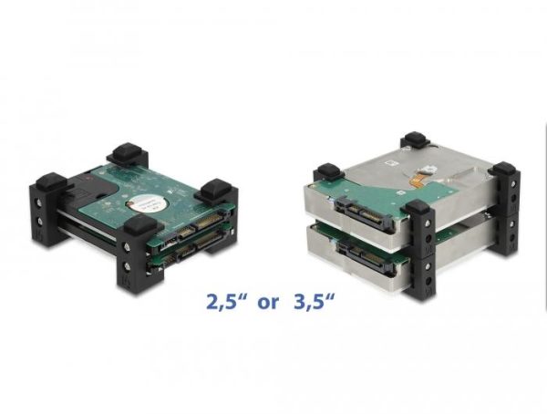 Скоба за твърд диск DeLock 18027, За  2x 2.5" SSD / 1х 3.5" HDD, Черен 4