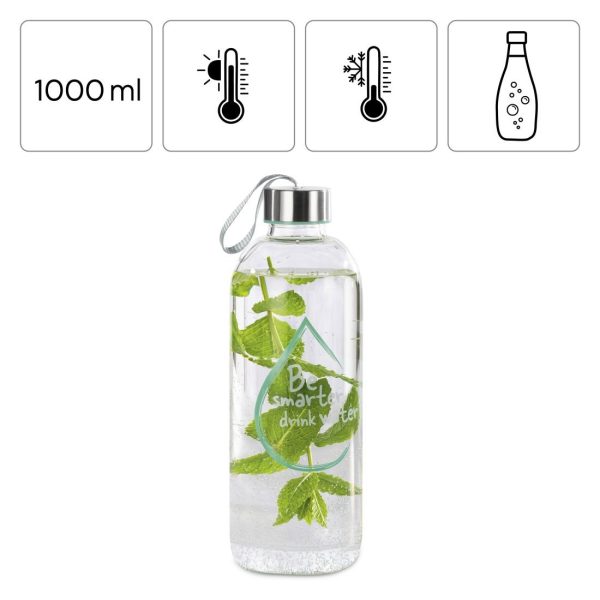Стъклена бутилка Xavax To Go, 1л, Предпазен калъф, За напитки 9