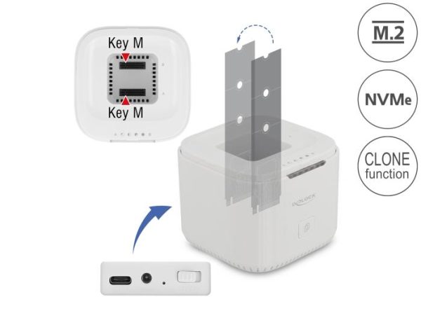 Станция Delock USB-C, За 2 x M.2 NVMe PCIe SSD, Клониране 2