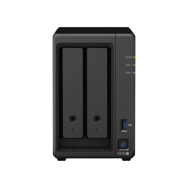 Сторидж NAS Synology DS723+, За 2 диска, До 108TB, 2 GB DDR4, Гигабит, USB3.2 1