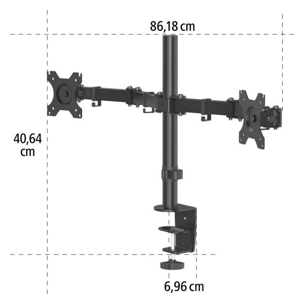 Стойка за 2 монитора за бюро HAMA Регулируема, 13" - 32", 8 кг, Swivel/Tilt, Черна 7