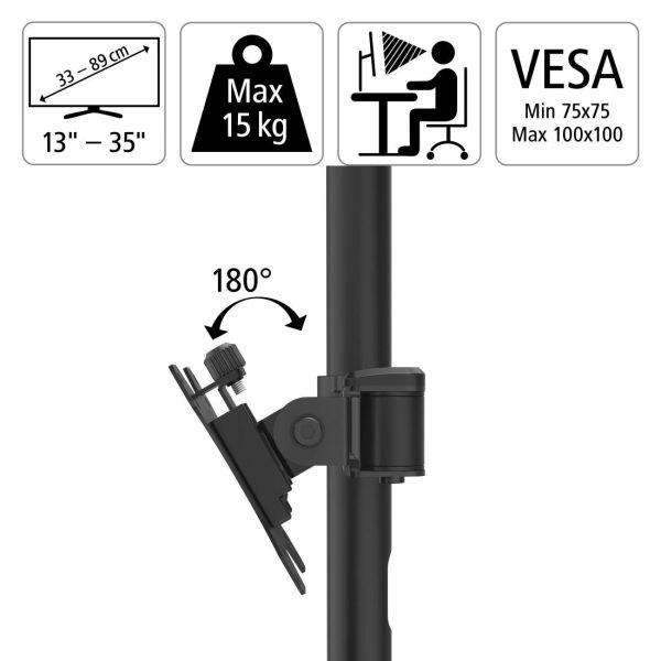 Стойка за 2 монитора за бюро HAMA Регулируема, 13" - 35", 15 кг, Swivel/Tilt, Черна 6