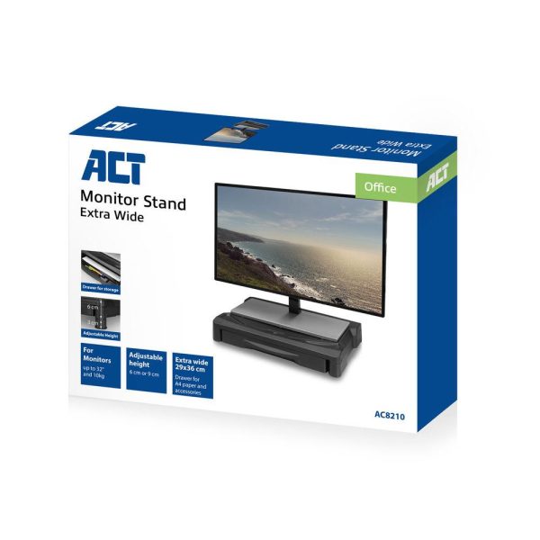 Стойка за монитор ACT AC8210, За бюро, с чекмедже,до 10 кг, Черна 2