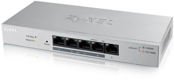 Суич 5-портов ZyXEL GS-1200-5HPV2, Web Managed, Gigabit, PoE 2