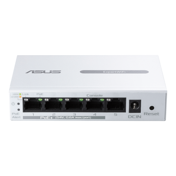 Суич ASUS ExpertWiFi EBP15 5-Port GbE, 4 PoE+ Ports 5 x 10/100/1000Mbps ports 5