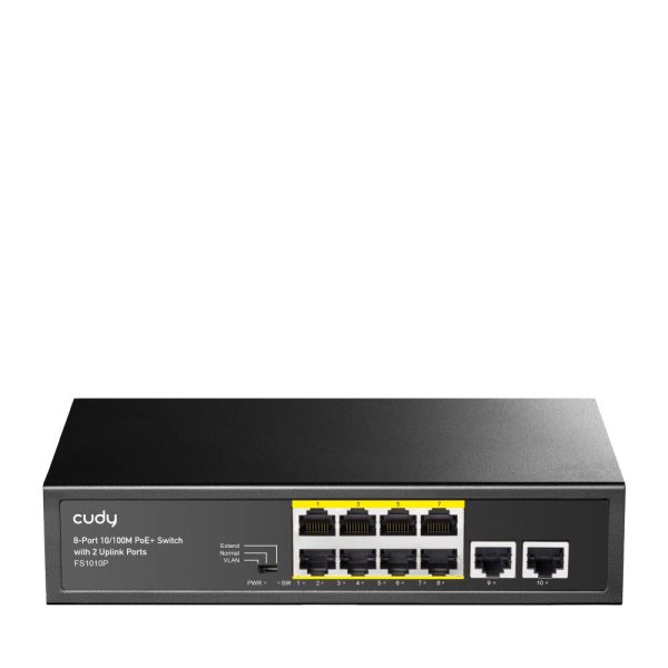 Суич Cudy FS1010P, 8 портов, 10/100, PoE+ Switch 120W, 2 x Uplink порта 1