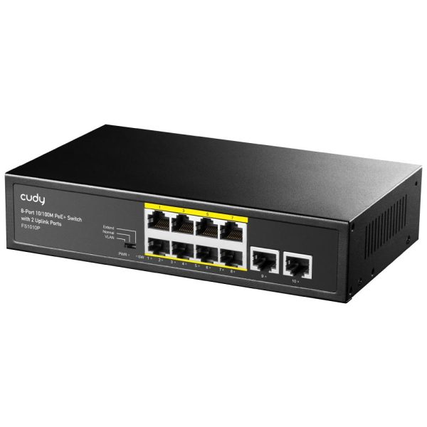 Суич Cudy FS1010P, 8 портов, 10/100, PoE+ Switch 120W, 2 x Uplink порта 2