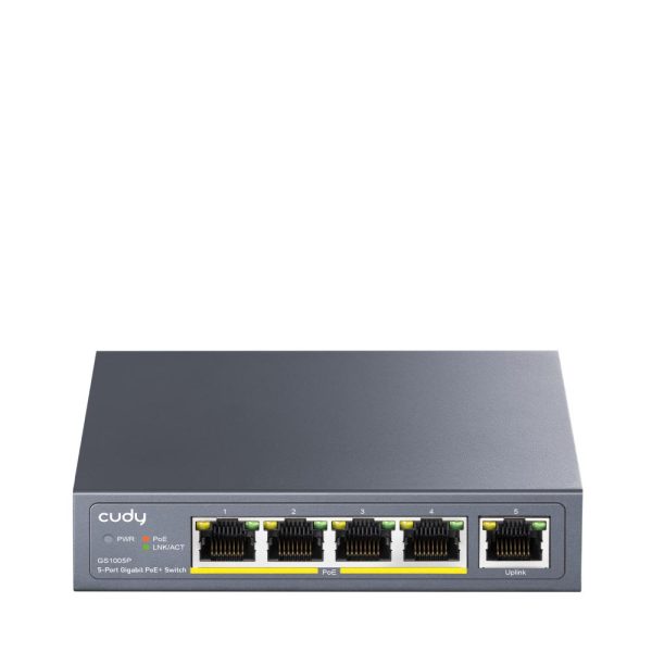 Суич Cudy GS1005P, 5 портов, 10/100/100, PoE+ Switch 60W, Uplink порт 4