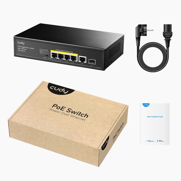 Суич Cudy GS1005PTS1, 5 портов, 10/100/1000, PoE+ Switch 120W, 1 SFP Slot 4
