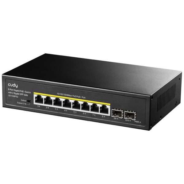 Суич Cudy GS1008PS2, L2, 8 x Gigabit Ethernet PoE ports, 2 x SFP, 128MB RAM 2