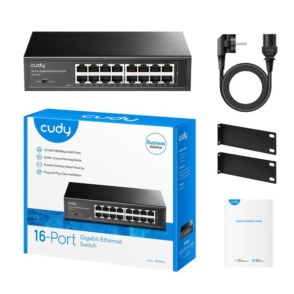Суич Cudy GS1016, 16 портов, 10/100/1000, Auto-MDI/MDIX, за 19" шкаф 4
