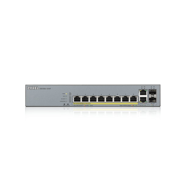 Суич ZyXEL GS1350-12HP, 12-портов, Gigabit, Управляем, PoE 130W 2