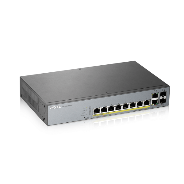 Суич ZyXEL GS1350-12HP, 12-портов, Gigabit, Управляем, PoE 130W 4