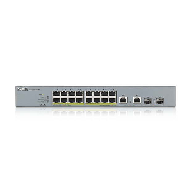 Суич ZyXEL GS1350-18HP, 18-портов, Gigabit, Управляем, PoE 250W 2