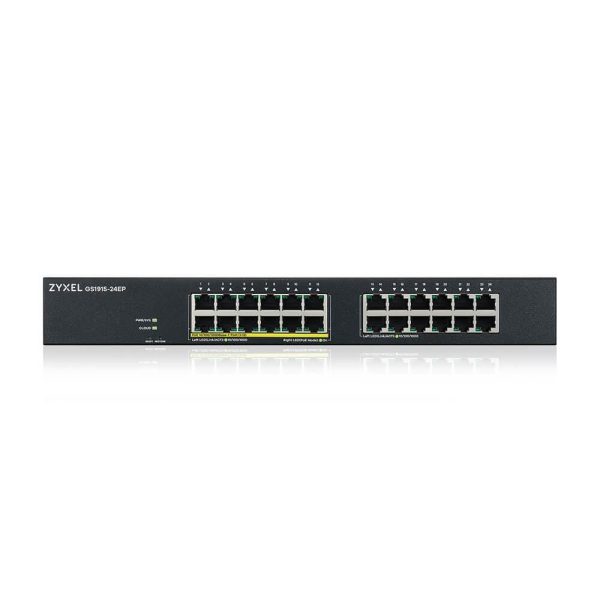 Суич ZyXEL GS1915-24EP, 24-портов, Gigabit, Управляем, Монтаж в шкаф, PoE 2