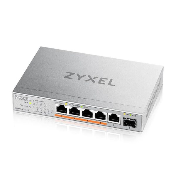 Суич ZyXEL XMG-105HP 5 портов 2,5Gb + 1xSFP+, 4 порта 70W PoE++, неуправляем 1