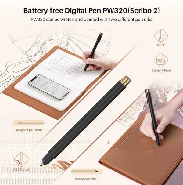 Цифрова писалка за таблет HUION Scribo PW320, За модели Huion Note X10 2
