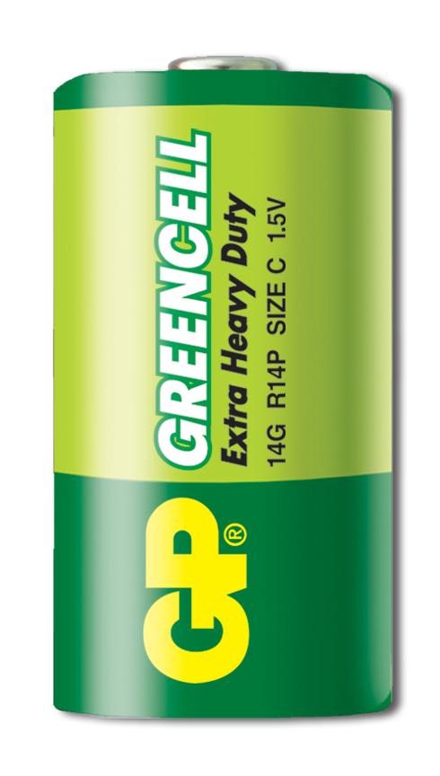 Цинк карбонова батерия GP 14G-S2 Greencell, R14, 2 бр. в опаковка / Shrink, 1.5V 2