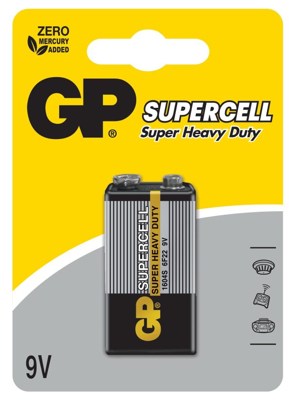 Цинк карбонова батерия GP 6F22 /9V/ Supercell 1604E 1 бр. shrink 2