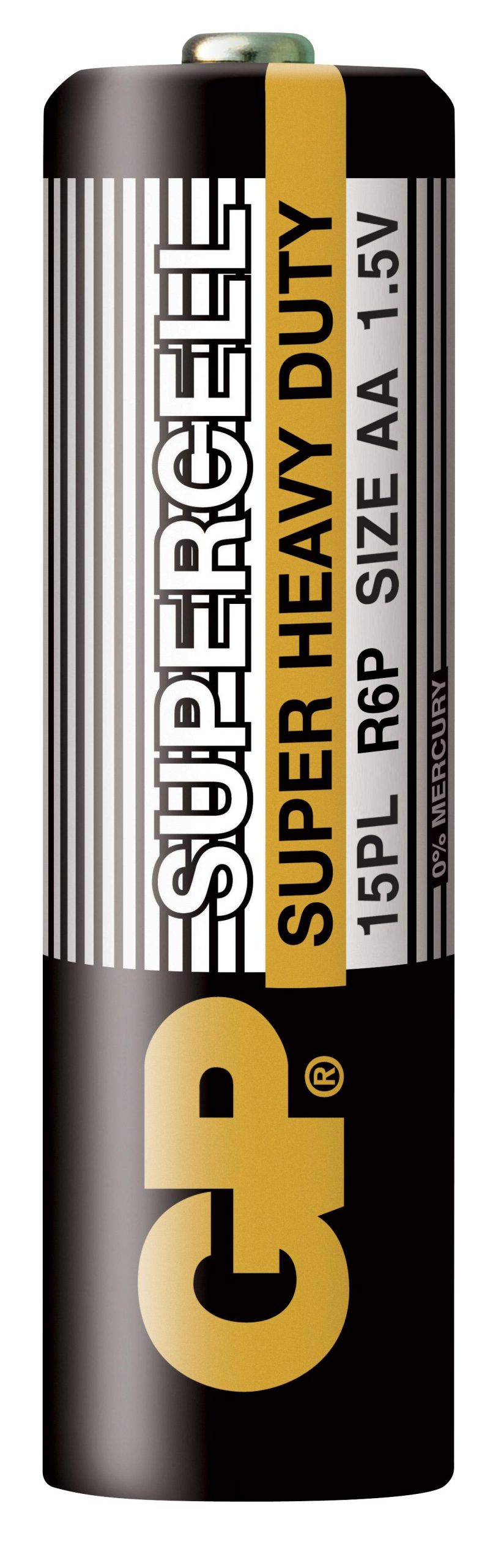 Цинк карбонова батерия GP SUPERCELL, 15PL-S2, R6, 2 бр. в опаковка / shrink, 1.5V 2