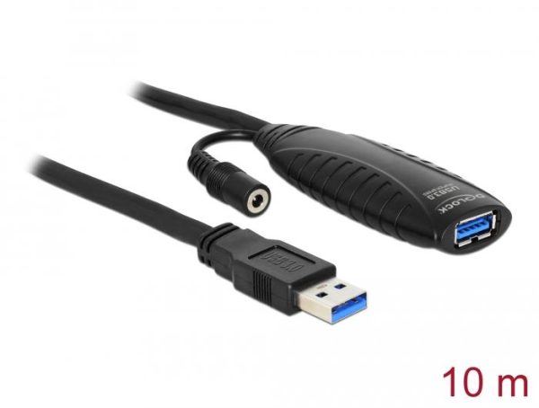 Удължителен кабел DeLock, Активен, USB-A мъжко - USB-A женско, USB 3.0, 10 м 2