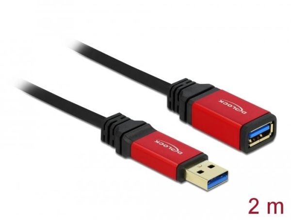 Удължителен кабел Delock USB-A мъжко - USB-А женско, 2 м, Premium, Екраниран, Черен 2