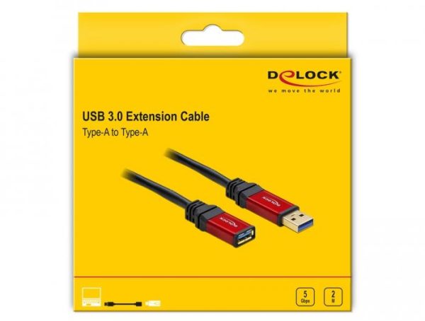 Удължителен кабел Delock USB-A мъжко - USB-А женско, 2 м, Premium, Екраниран, Черен 4